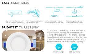 My home has recessed lighting in the bedrooms that we'd like to upgrade to led. Luxrite 4 Inch Ultra Thin Led Recessed Light With Junction Box 10w 5000k Bright White Dimmable 650 Lumens Slim Recessed Ceiling Light Ic Rated Airtight Energy Star Etl Listed 4 Pack Amazon Com