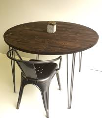 42 Round Hairpin Kitchen Table Industrial Modern Wood Table Hairpin Legs Steel Legs Dark Walnut Round Dining Table Coffee Table Wood Round Kitchen Table