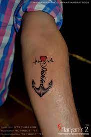 Heartbit Anchor Haert With Name Tattoo Design Dedicated To Wife Done By Al Name Tattoos On Wrist Name Tattoo Designs Tattoos