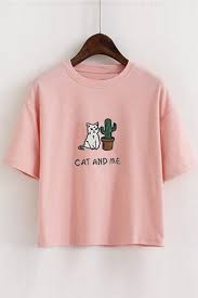 Letter so happy to do cat embroidered short … color: Cat Cactus Round Neck Short Sleeves Crop Top Takeluckhome Com