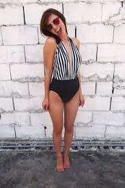Black And White Striped One Piece Bathing Suit Pin On Give Me Your Clothes