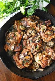 Garlic Mushroom Chicken Thighs Recipe Mushroom Chicken Garlic Mushrooms Stuffed Mushrooms