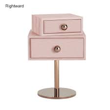 Modern Unique Nightstand With 2 Drawers Small Bedside Table In Pink Wood Stainless Steel Rose Gold Rightw Small Bedside Table Small Bedside Unique Nightstand