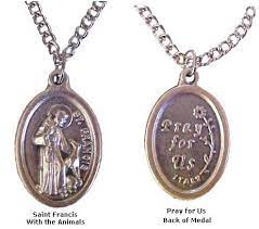 Saint Francis Of Assisi Necklace With Animals Saint Medal Necklace Necklace Pewter Necklaces