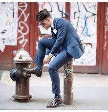 ネイビーウィンドペンスーツ ブラウンダブルモンクストラップ メンズファッションスナップ フリーク 着こなしno 133424 メンズ コーデ 靴下 おしゃれ ブラウンスーツ