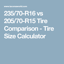 235 70 R16 Vs 205 70 R15 Tire Comparison Tire Size