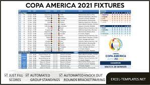 20 (15 group stage + 5 final stage). Copa America 2021 Schedule Excel Templates