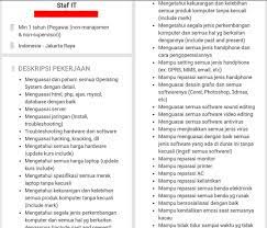 Non manajemen dan non supervisor adalah. Mengapa Lowongan Staf It Memberikan Job Desc Yang Banyak Ruangpegawai Com