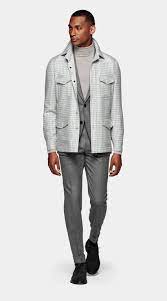 Light Grey Houndstooth Shirt Jacket Wool Cashmere Single Breasted Suitsupply Online Store