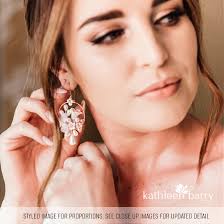 Statement Floral Hoop Earrings Pearls Flower Bridal Wedding in Rose Gold,  Gold or Silver Finish STYLE: Phyllis