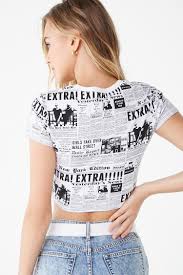 Newspaper print dress forever 21. Forever 21 Cotton Newspaper Print Fitted Top In Black White Black Lyst
