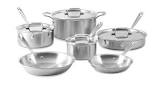 BD005710-R D5 Brushed 18/10 Stainless Steel 5-Ply Bonded Dishwasher Safe Cookware Set, 10-Piece All-Clad
