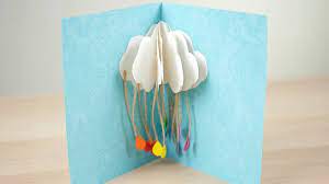 Pop Up Cloud Card Paper Cloud With Rainbow Raindrops Handmade Baby Shower Card Idea Youtube