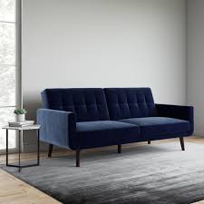Family coming for a visit? Better Homes Gardens Nola Modern Futon Blue Velvet Walmart Com Walmart Com