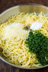 Pesto doesn't have to be green, but it does pair best with twirlable, forkable angel hair pasta. Angel Hair Pasta With Garlic And Herbs Dinner At The Zoo