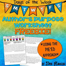 Author S Purpose Pie Ed Worksheet Authors Purpose Author S Purpose Worksheet Authors Purpose Pieed