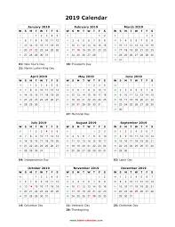 Download Blank Calendar 2019 With Us Holidays 12 Months On One Page Catch 12 Month Calendar Printable Calendar Printables Monthly Calendar Printable