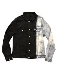 Black And Blue Split Denim Jacket Split Jean Jacket Jackets Tomboy Fashion Jean Jacket Men