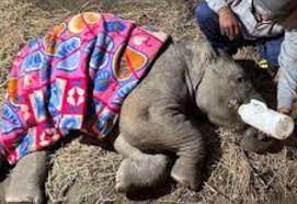Elephant waits for injured calf on indian railway track