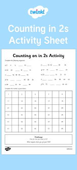 Counting In 2s Activity Sheet Counting In 2s Words Math Resources