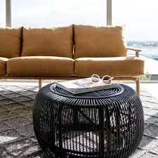 Black Rattan Coffee Table In 2020 Rattan Coffee Table Bamboo Coffee Table Rattan Ottoman