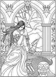 Landscape pages print to best free site abc's. Fantasy Woman Skulls Snake Valentin Adult Coloring Pages