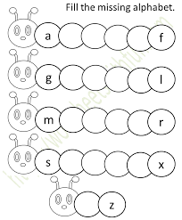 Free english worksheets and activities. Course English Preschool Topic Caterpillar Missing Alphabet Worksheets