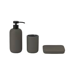 The black cabinetry is perfectly set off by the white benchtop and sink. Buy Habitat 3 Piece Apartment Bathroom Accessory Set Grey Bathroom Accessory Sets Argos