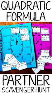 Quadratic Formula Partner Scavenger Hunt Activity Print And Digital Quadratics Quadratic Formula Algebra Activities