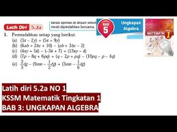 Kssm Matematik Tingkatan 1 Bab 5 Latih Diri 5 2a Ungkapan Algebra Buku Teks Tingkatan 1 Pt3 Kelas Live