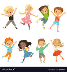 Active Kids In Different Action Poses Vector Illustrations Young Boy And Girl Happiness Active Jump And Cheerfu Children Illustration Kid Poses Illustration