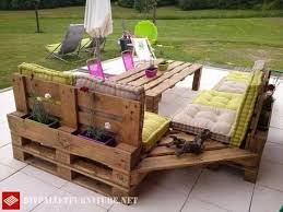 Terrasse Meublee Avec Canapes Et Table Haute Salon De Jardin Palettes Palette Jardin Palette Deco
