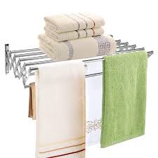 Five clipped corner arms swing out to hold everything from damp delicates to wet towels, and then fold flat against the wall between washings. Maihongda Accordion Wall Mounted Drying Rack Stainless Steel Clothes Retractable Folding Accordian Wall Hanger Hanging Towel Holder 60lb Capacity For Laundry Bathroom No Drilling 24 Standard Walmart Canada
