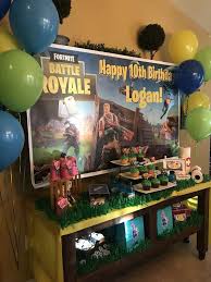 16 Epic Fortnite Party Ideas Pretty My Party Party Ideas Boy Birthday Parties Dessert Table Birthday 10th Birthday Parties