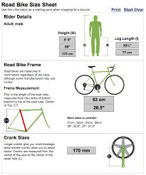Road Bike Size Sheet Charts Ciclismo Bicicleta De