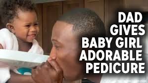 Firefighter gives baby daughter adorable pedicure