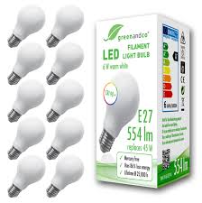 Pro schachtel (2 stück) zwei euro. Cri 90 Gluhfaden Led Lampe Matt Ersetzt 45 Watt E27 Birne 6w 554lm 2700k Warmweiss 360 230v Nicht Dimmbar Flimmerfrei 2 Jahre Garantie Greenandco De
