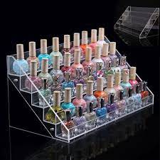 Saveonmany 5 Tiers Acrylic Nail Art Polish Rack Holder Table Tabletop Display Stand Makeup Organ Acrylic Nail Polish Nail Polish Stand Acrylic Display Stands