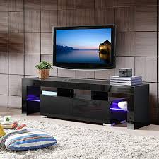 Shop for tv stand 65 inch online at target. Mecor Modern Black Tv Stand With Led Lights High Gloss Tv Stand For 65 Inch Tv Led Tv Stand With Storage And 2 Drawers Living Room Furniture White Walmart Com Walmart Com