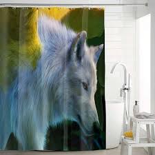 Kreativer Duschvorhang 3d Wolfmotiv Wasserdicht Und Anti Schimmel Curtain Styles Fitted Bathroom Shower Curtain
