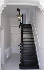 Painted Staircase Ideas Pattern Projects Inspiration Grey Railing Tutorials White Trim Black Walls Stair Black Stairs Painted Stairs Black Staircase