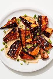 Roasted Sweet Potatoes With Miso-Tahini Sauce Recipe | Bon Appétit