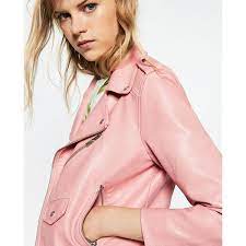 Leather Effect Jacket View All Outerwear Woman Zara United States 1 210 Czk Liked On Polyvore Leather Jacket Leather Jackets Women Pink Leather Jacket