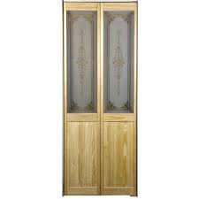 Shop Pinecroft 29 1 2 In X 78 3 4 In Half Lite Wood Interior Bifold Closet Door At Lowes Com Bifold Doors Glass Decor Closet Doors