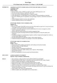 Objectives on a resume for logistics. Coordinator Inventory Resume Samples Velvet Jobs