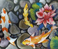 How to paint a monet water lilies painting. Painting Koi Fish And Water Lilies With Opaque Black Film