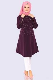 Modaselvim Tunik Onu Incili Tesettur Tunik Pl875 Mor Fashion Hijab Fashion Designer Dresses