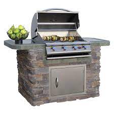 They are usually large, versatile grills that make a grand centrepiece to an outdoor kitchen. Cal Flame 6 Ft Stone Veneer And Tile Grill Island With 4 Burner Gas Grill In Stainless Steel Lbk 601 As The Home Depot
