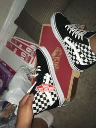 Black And White Checkered High Top Vans Vans Checkered Hightop Vans Boots Vans Shoes Vans Checkered
