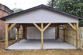 Another View Of Garage Carport Garage Door And Privacy Fence On The Alley Side Offer Security And Can Be Used As Ad Carport Carport Garage Shed Building Plans